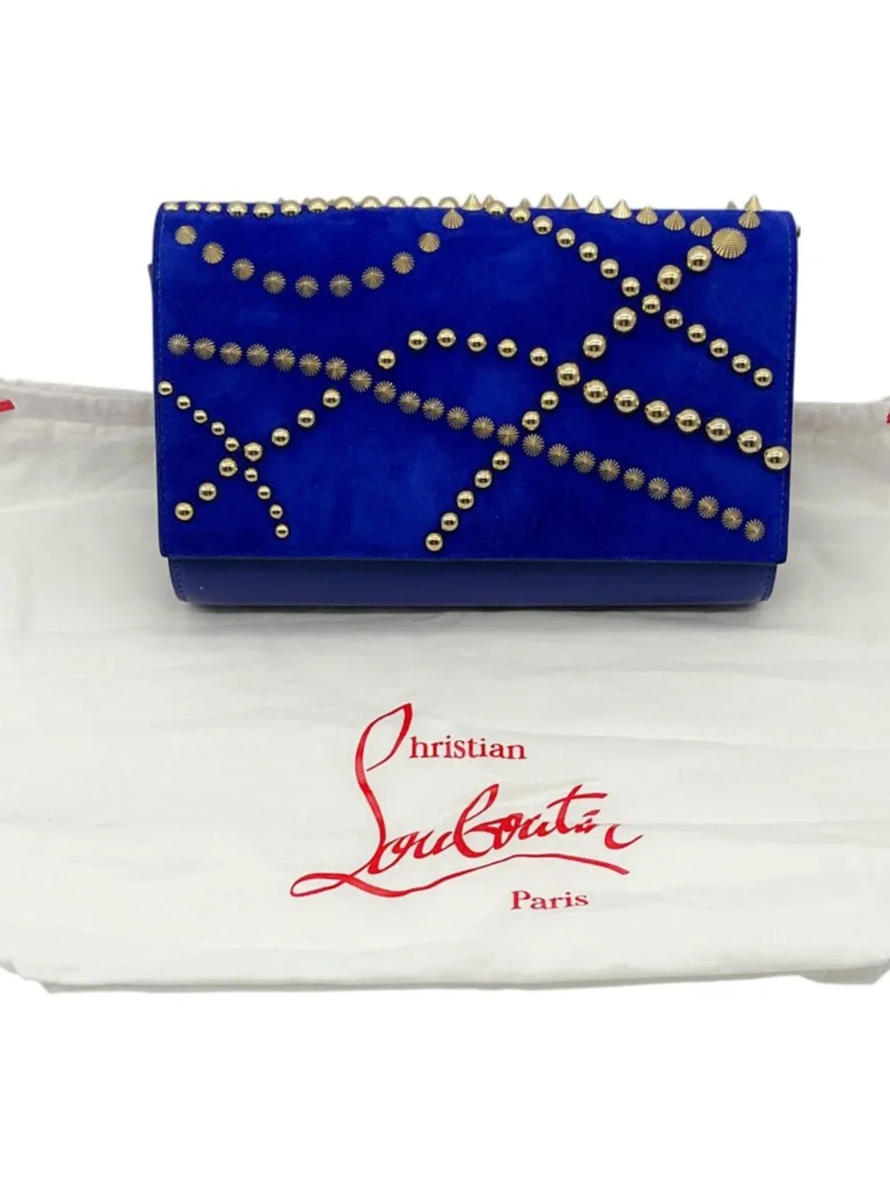 Christian Louboutin Galactiqueen Blue Suede / Leather Paloma Clutch Bag